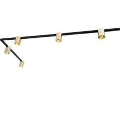 QAZQA Deckenstrahler|Aufbaustrahler*Schienensystem Gold und Schwarz mit 5 Spots 1-phasig - Rondoo Up