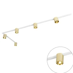 QAZQA Deckenstrahler|Aufbaustrahler*Schienensystem Gold und Weiß mit 5 Spots 1-phasig - Rondoo Up