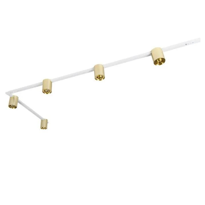 QAZQA Deckenstrahler|Aufbaustrahler*Schienensystem Gold und Weiß mit 5 Spots 1-phasig - Rondoo Up