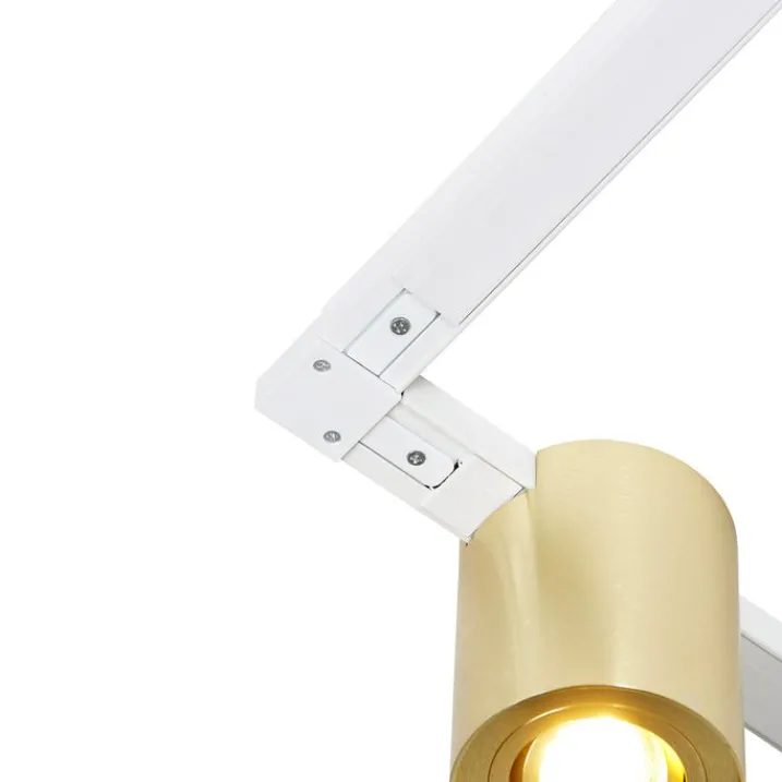 QAZQA Deckenstrahler|Aufbaustrahler*Schienensystem Gold und Weiß mit 5 Spots 1-phasig - Rondoo Up