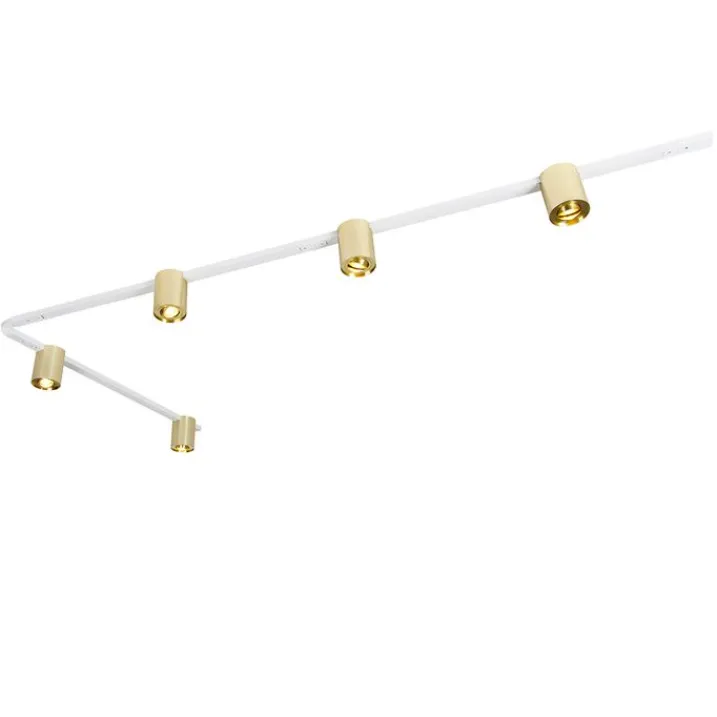 QAZQA Deckenstrahler|Aufbaustrahler*Schienensystem Gold und Weiß mit 5 Spots 1-phasig - Rondoo Up