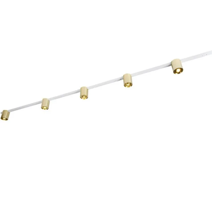 QAZQA Deckenstrahler|Aufbaustrahler*Schienensystem Gold und Weiß mit 5 Spots 1-phasig - Rondoo Up