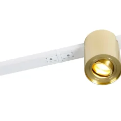 QAZQA Deckenstrahler|Aufbaustrahler*Schienensystem Gold und Weiß mit 5 Spots 1-phasig - Rondoo Up