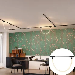 QAZQA Led-Strahler|Deckenstrahler*Schienensystem mit 6 Deckenleuchten und 2 Pendelleuchten Schwarz 1-phasig - Magnetic Marra Tautau