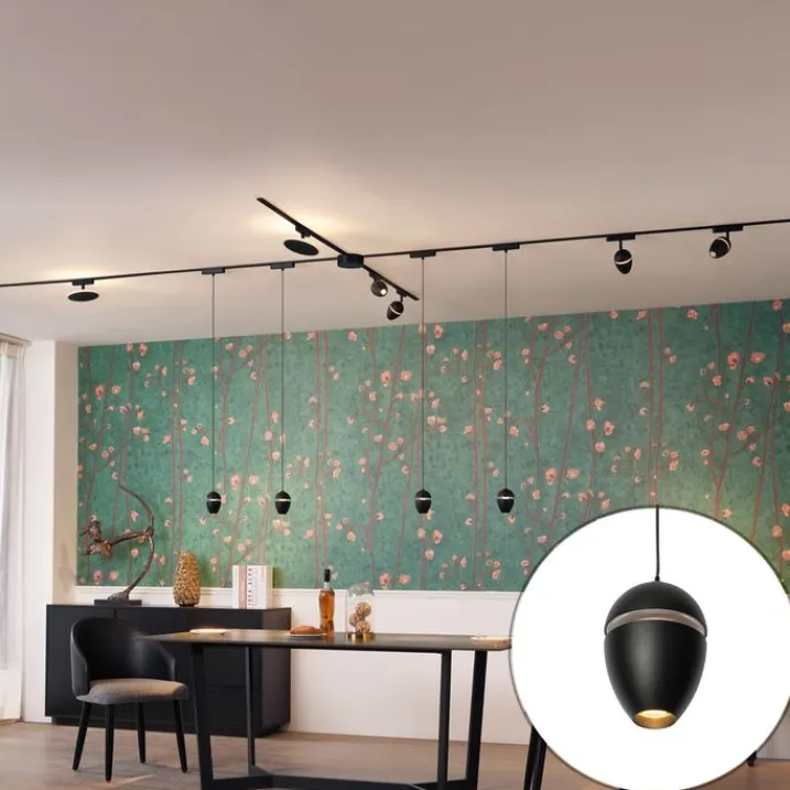 QAZQA Led-Strahler|Deckenstrahler*Schienensystem mit 10 Leuchten Schwarz 1-phasig - Magnetic Eggy Puk