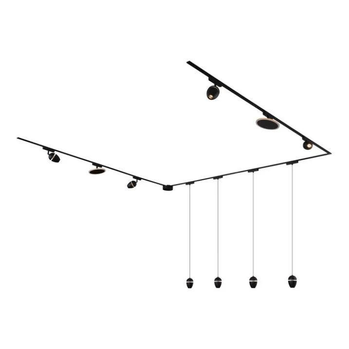 QAZQA Led-Strahler|Deckenstrahler*Schienensystem mit 10 Leuchten Schwarz 1-phasig - Magnetic Eggy Puk