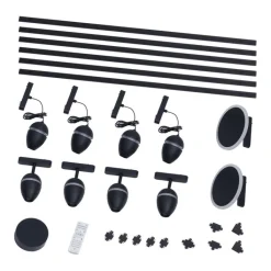 QAZQA Led-Strahler|Deckenstrahler*Schienensystem mit 10 Leuchten Schwarz 1-phasig - Magnetic Eggy Puk