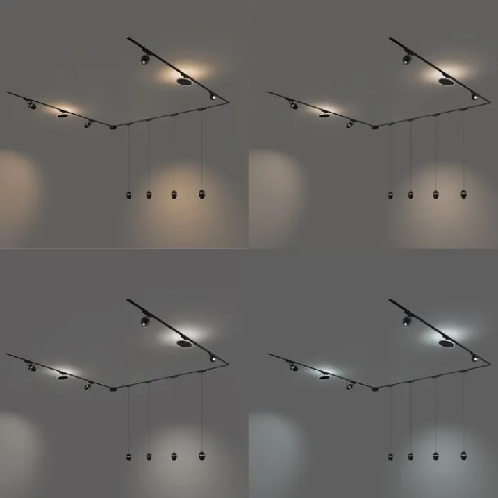 QAZQA Led-Strahler|Deckenstrahler*Schienensystem mit 10 Leuchten Schwarz 1-phasig - Magnetic Eggy Puk