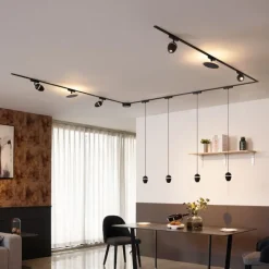 QAZQA Led-Strahler|Deckenstrahler*Schienensystem mit 10 Leuchten Schwarz 1-phasig - Magnetic Eggy Puk