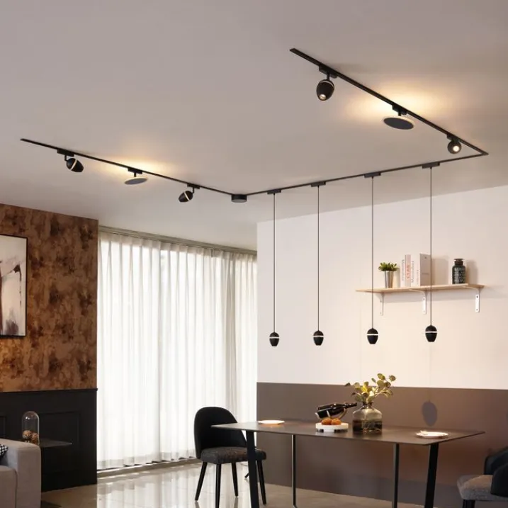 QAZQA Led-Strahler|Deckenstrahler*Schienensystem mit 10 Leuchten Schwarz 1-phasig - Magnetic Eggy Puk