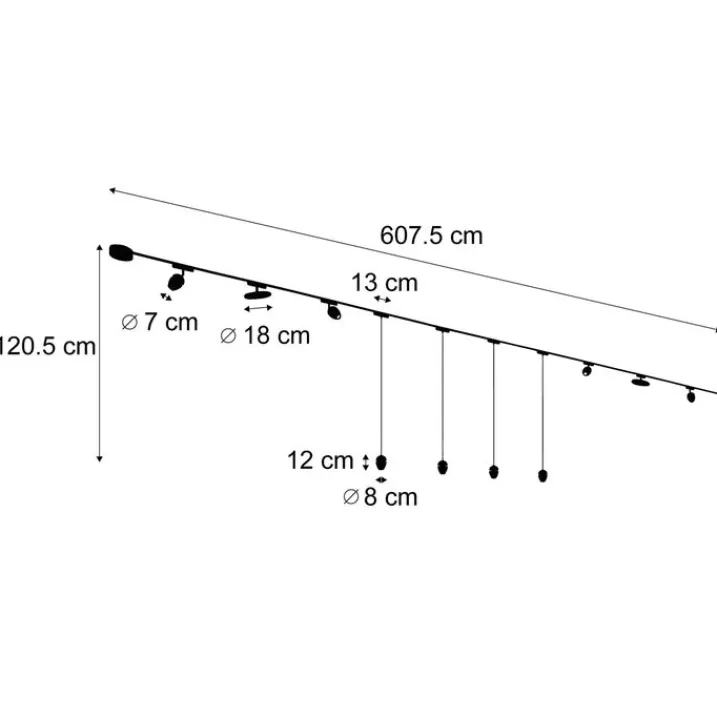 QAZQA Led-Strahler|Deckenstrahler*Schienensystem mit 10 Leuchten Schwarz 1-phasig - Magnetic Eggy Puk
