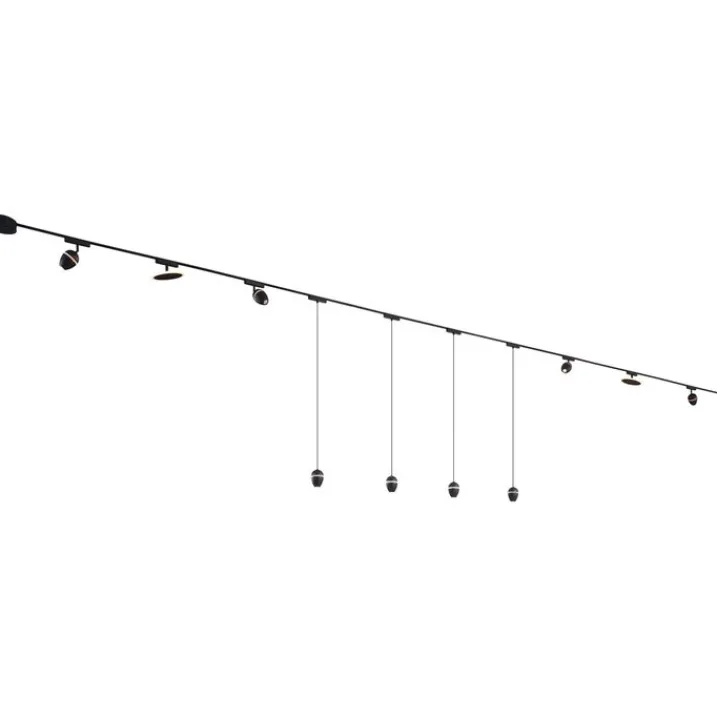 QAZQA Led-Strahler|Deckenstrahler*Schienensystem mit 10 Leuchten Schwarz 1-phasig - Magnetic Eggy Puk