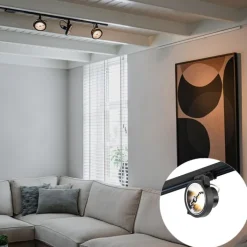 QAZQA Deckenstrahler|Aufbaustrahler*Schienensystem mit 3 Punkten schwarz 1-phasig - Go