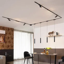 QAZQA Küchenlampen|Led-Strahler*Schienensystem mit 10 schwarzen Leuchten 1-phasig - Magnetic Samson Cassie Marra