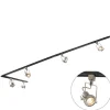 QAZQA Deckenstrahler|Aufbaustrahler*Schienensystem mit 5 Spots 1-phasig schwarz mit Stahl - Suplux