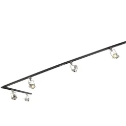 QAZQA Deckenstrahler|Aufbaustrahler*Schienensystem mit 5 Spots 1-phasig schwarz mit Stahl - Suplux