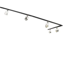 QAZQA Deckenstrahler|Aufbaustrahler*Schienensystem mit 5 Spots 1-phasig schwarz mit Stahl - Suplux