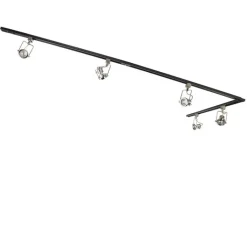 QAZQA Deckenstrahler|Aufbaustrahler*Schienensystem mit 5 Spots 1-phasig schwarz mit Stahl - Suplux