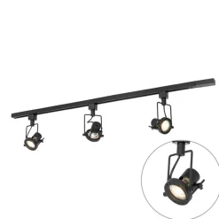 QAZQA Deckenstrahler|Aufbaustrahler*Schienensystem mit 3 Spots 1-phasig schwarz - Sulux