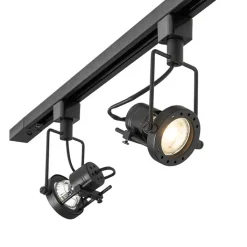 QAZQA Deckenstrahler|Aufbaustrahler*Schienensystem mit 3 Spots 1-phasig schwarz - Sulux