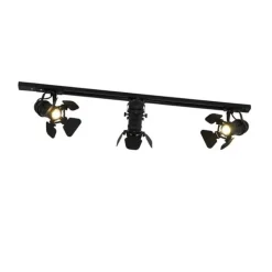 QAZQA Deckenstrahler|Aufbaustrahler*Schienensystem mit 3 Spots schwarz - Film