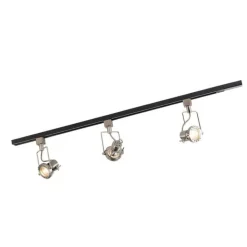 QAZQA Deckenstrahler|Aufbaustrahler*Schienensystem mit 3 Spots 1-phasig schwarz mit Stahl - Suplux