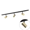 QAZQA Deckenstrahler|Aufbaustrahler*Schienensystem mit 3 Spots 1-phasig schwarz mit Gold - Jeana