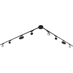 QAZQA Schlafzimmerlampen|Küchenlampen*Schienensystem mit 6 Strahlern und 2 Deckenleuchten schwarz 1-phasig - Magnetic Lance Puk