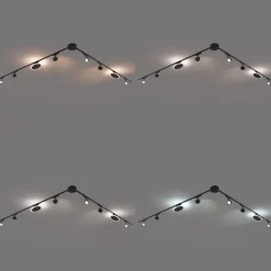 QAZQA Schlafzimmerlampen|Küchenlampen*Schienensystem mit 6 Strahlern und 2 Deckenleuchten schwarz 1-phasig - Magnetic Lance Puk