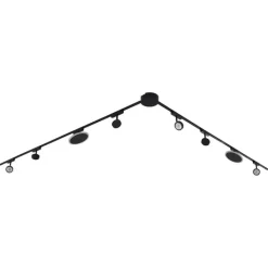 QAZQA Schlafzimmerlampen|Küchenlampen*Schienensystem mit 6 Strahlern und 2 Deckenleuchten schwarz 1-phasig - Magnetic Lance Puk