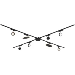 QAZQA Schlafzimmerlampen|Küchenlampen*Schienensystem mit 6 Strahlern und 2 Deckenleuchten schwarz 1-phasig - Magnetic Lance Puk