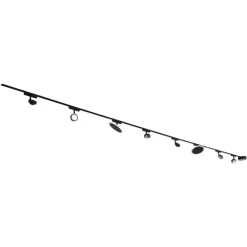 QAZQA Schlafzimmerlampen|Küchenlampen*Schienensystem mit 6 Strahlern und 2 Deckenleuchten schwarz 1-phasig - Magnetic Lance Puk