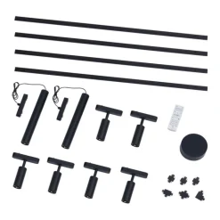 QAZQA Led-Strahler|Deckenstrahler*Schienensystem mit 6 Strahlern und 2 Pendelleuchten Schwarz 1-phasig - Magnetic Samson Cassie