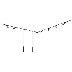 QAZQA Led-Strahler|Deckenstrahler*Schienensystem mit 6 Strahlern und 2 Pendelleuchten Schwarz 1-phasig - Magnetic Samson Cassie