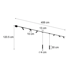 QAZQA Led-Strahler|Deckenstrahler*Schienensystem mit 6 Strahlern und 2 Pendelleuchten Schwarz 1-phasig - Magnetic Samson Cassie