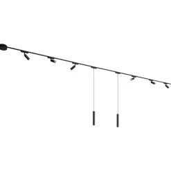 QAZQA Led-Strahler|Deckenstrahler*Schienensystem mit 6 Strahlern und 2 Pendelleuchten Schwarz 1-phasig - Magnetic Samson Cassie