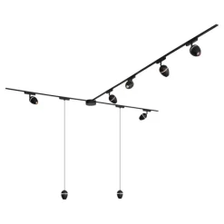 QAZQA Schlafzimmerlampen|Küchenlampen*Schienensystem mit 6 Strahlern und 2 Pendelleuchten Schwarz 1-phasig - Magnetic Eggy