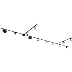 QAZQA Schlafzimmerlampen|Küchenlampen*Schienensystem mit 8 Strahlern und 4 Deckenleuchten schwarz 1-phasig - Magnetic Lance Puk