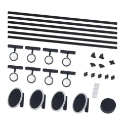 QAZQA Schlafzimmerlampen|Küchenlampen*Schienensystem mit 8 Strahlern und 4 Deckenleuchten schwarz 1-phasig - Magnetic Lance Puk