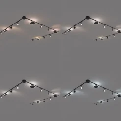 QAZQA Schlafzimmerlampen|Küchenlampen*Schienensystem mit 8 Strahlern und 4 Deckenleuchten schwarz 1-phasig - Magnetic Lance Puk