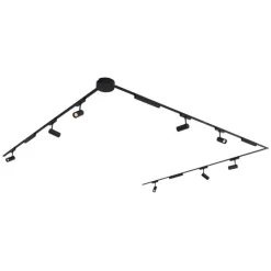 QAZQA Led-Strahler|Deckenstrahler*Schienensystem mit 8 Strahlern und 4 Deckenleuchten schwarz 1-phasig - Magnetic Gert Puntua