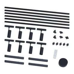 QAZQA Led-Strahler|Deckenstrahler*Schienensystem mit 8 Strahlern und 4 Deckenleuchten schwarz 1-phasig - Magnetic Gert Puntua