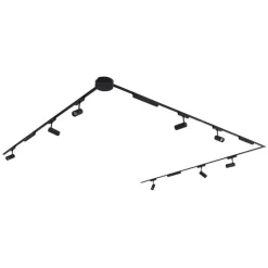 QAZQA Led-Strahler|Deckenstrahler*Schienensystem mit 8 Strahlern und 4 Deckenleuchten schwarz 1-phasig - Magnetic Gert Puntua