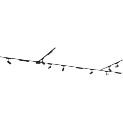 QAZQA Led-Strahler|Deckenstrahler*Schienensystem mit 8 Strahlern und 4 Deckenleuchten schwarz 1-phasig - Magnetic Gert Puntua