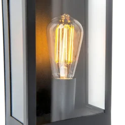 QAZQA Gartenbeleuchtung|Außenleuchten Mit Sensor*Schwarze Außenwandleuchte mit Dämmerungssensor - Rotterdam