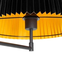 QAZQA Stehlampen|Wohnzimmerlampen*Schwarze Stehlampe mit schwarzem Faltenschirm und verstellbarem Arm – Ladas Deluxe