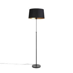 QAZQA Stehlampen|Wohnzimmerlampen*Schwarze Stehlampe mit schwarzem Schirm verstellbar 45 cm - Parte