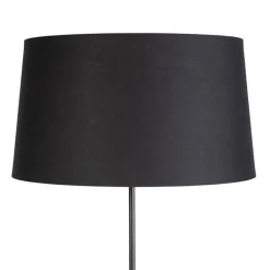 QAZQA Stehlampen|Wohnzimmerlampen*Schwarze Stehlampe mit schwarzem Schirm verstellbar 45 cm - Parte