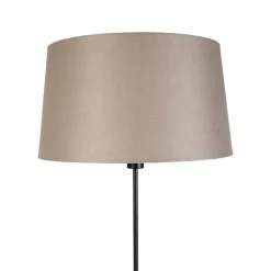 QAZQA Stehlampen|Wohnzimmerlampen*Schwarze Stehlampe mit taupe Leinenschirm 45 cm verstellbar - Parte