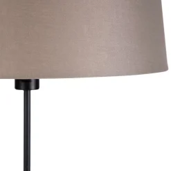 QAZQA Stehlampen|Wohnzimmerlampen*Schwarze Stehlampe mit taupe Leinenschirm 45 cm verstellbar - Parte